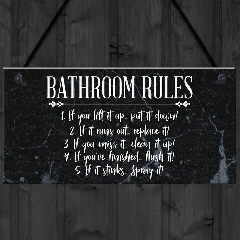 RED OCEAN Bathroom Rules Marble Theme Home Decor Bathroom Toilet