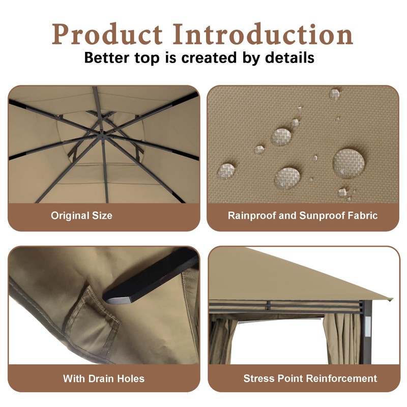 SCOCANOPY Replacement Cover Compatible with SUNJOY Crestfield 11X13 Gazebo (Models