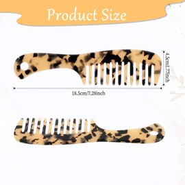 Wide Tooth Comb for Curls Women Tortoise Shell Comb Tortoise Shell Cellulose Acetate Round Tooth Comb for Straight Curly Hair Short/Long Hair Women Easy Detangling Wet Dry Anti-static Wide Tooth Comb