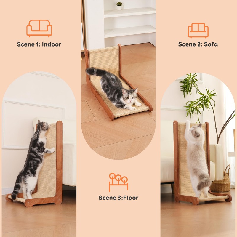 Large Cat Scratching Post for Indoor Cats,26.8'' Solid Wood Frame
