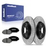 AutoShack Front Drilled & Slotted Brake Rotors Premium Ceramic Brake