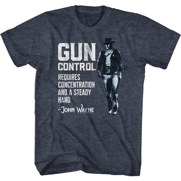 John Wayne Actor Concentration & A Steady Hand - Camiseta de manga corta para adultos, Azul marino/flor y brillo, Medium