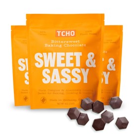 TCHO Sweet & Sassy 66% Dark Chocolate Baking Couverture (3 Bag) | Organic & Fair Trade Certified | Non GMO, Non-Dairy, Vegan, Soy Free (8oz each)