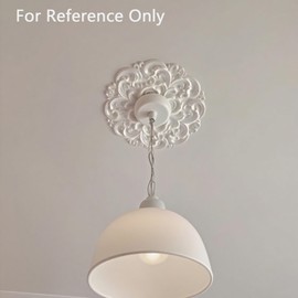 White Ceiling Medallions 2Pcs, 12" OD x 1.57" ID, Decorative Plastic Base, European Vintage Carving Style Whole Cover Plate Ornament Fit for 1.57 Inch Canopy Light Fixtures Ceiling Fan