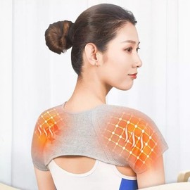 Knit Fleece-lined Self-heating Wormwood Thermal Shoulder and Neck Protector Wormwood Neck and Shoulder Pad+L 10ea
