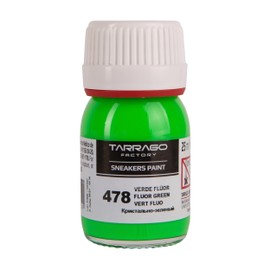 Tarrago Sneakers Paint 25 ml with Brush and Sponge | Fluorine Colours | Paint for Sneakers and Trainers Made of Leather, Faux Leather and Canvas (Fluorine Green 478), - Fluoride Green 478