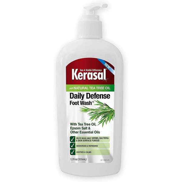 Kerasal Daily Defense Foot Wash Daily Cleanser with Tea Tree Oil , 12 Ounce