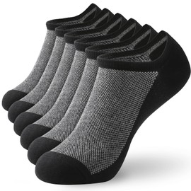 YANGTE Trainer Socks for Men - Mens Ankle Socks - Black 6 Pairs Running Walking No Show Invisible Breathable Multipack