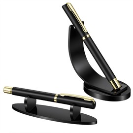 Ezymivs 2Pcs Acrylic Pen Display Stand, Black Acrylic Single Pen Holder Fountain Pens Holder Paintbrush Drying Rack for Home Office