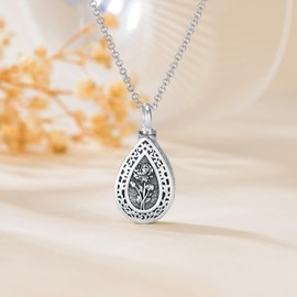 November Birth Flower Urn Necklace for Ashes S925 Sterling Silver Cremation Jewelry for Ashes with w/Funnel Filler Keepsake Memorial Jewelry for Women Girls