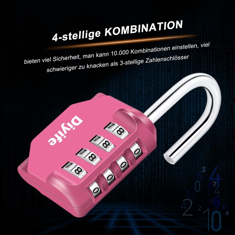 Diyife 2 Pack 4 Digit Combination Code Lock, Padlock, Resettable