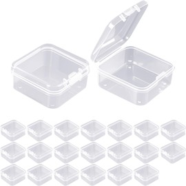 Jyvex Pack of 20 Storage Boxes with Lid, Small, 4.5 x 4.5 x 2 cm, Plastic Box with Lid, Small, Plastic Storage Box for Pills, Beads and Craft Accessories