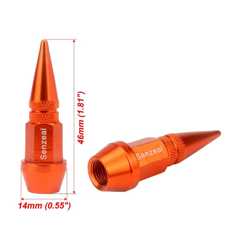 Senzeal 4X Long Impale Spike Style Polished Aluminum Valve Stem