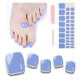 Tiras de Gel Semi Curado para Uñas de los Pies, 32 Misteriosos Pegatinas Azules para Uñas de los Pies Tiras de Pedicura Calidad de Salón con Lima de U