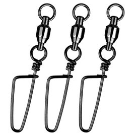 Atibin High Strength Fishing Swivel Freshwater Corrosion Resistance Fishing Snap Swivel Stainless Lock Snap Swivels Steel Ball Bearing Black Nickel 50pcs 178lbs