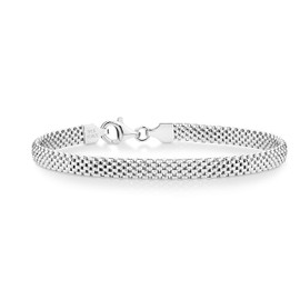 Miabella 925 Sterling Silver Italian 5mm Mesh Link Chain Bracelet for Women, Made in Italy (7 Inches (Small))
