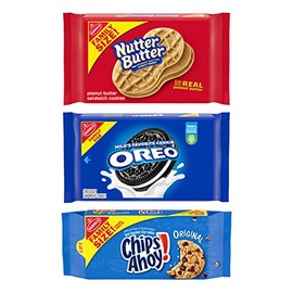 OREO, CHIPS AHOY! & Nutter Butter Cookies Variety Pack, Family Size, 3 Count (Pack of 1)