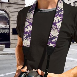 Kathyboom Purple Floral Camera Strap for Photographers, Camera Shoulder Straps Adjustable Camera Strap with Quick Release Buckles for DSLR SLR Best Gift for Photographers