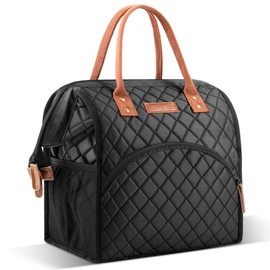 LOKASS Insulated Lunch Bag for Women & Men - Reusable 10 L Lunch Box for Women - Leakproof Tote Cooler Bag for Adults Work, Beach, Travel, Picnic (Black)