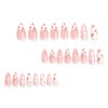 Caiguoer 24 Pieces Long False Nail Tips Almond Strawberry Press