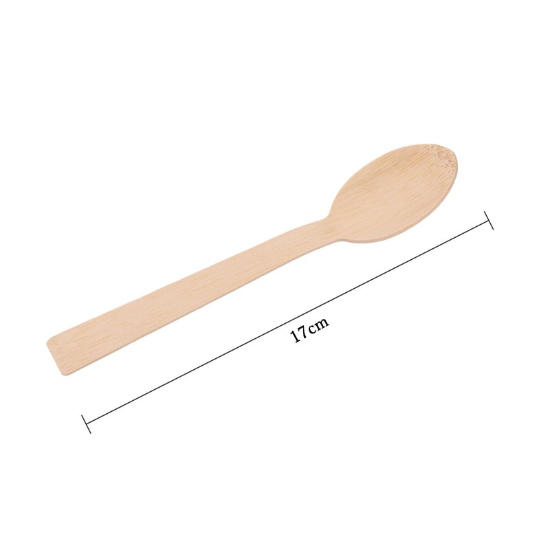 HTB Disposable Spoons Natural Bamboo 50 Pcs Outdoor Disposable Tableware
