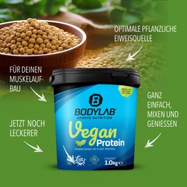 Bodylab24 Bodylab24 Vegan Protein Apple Crumble 1000g, 100% veganes Proteinpulver aus Ackerbohnen, Erbsen- und K1rbiskernprotein, mit 80g Eiwei? je 100g Pulver, ideal f1r den Muskelaufbau und -erhalt