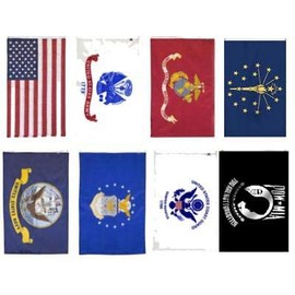 Wholesale Lot 3x5 USA + 5 Branches Military + Pow Mia + Indiana Flag Set