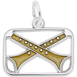 Rembrandt Eleven Pipers Piping Charm w/Yellow Enamel - Metal - Sterling Silver