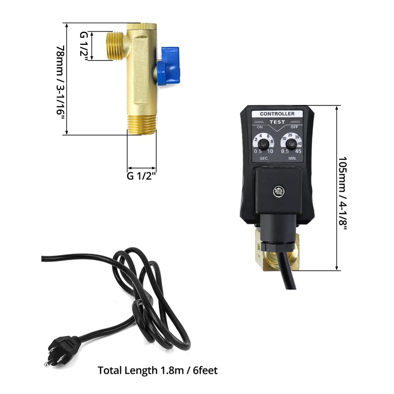 QWORK Automatic Timed Condensate Drain Valve, 4 Pack 1/2" Ac110v