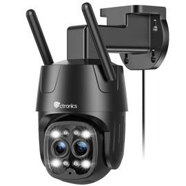 ctronics 2.5K 4MP 6X Hybrid Zoom Outdoor Surveillance Camera WiFi 2.4/5GHz, IP Camera Outdoor with Automatic Zoom Tracking, Dual Lens, Person Detection 355° 90° Colour Night Vision Two-Way Audio PC
