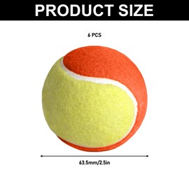 Leikurvo Pack of 6 Tennis Balls, Orange Tennis Ball Beginners Tennis Training Balls Children Stage 3 Tennis Ball Exercise Ball Children's Balls for Pets Sports Games for Children and Beginners in