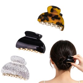 JIMIGUGU Mini Hair Clips, Set of 3, Small Design, Firm Hold, Hair Accessory, Women's, Hair Claw Barrette, Side, Half Up, Hair Clip, Stylish, Everyday Use