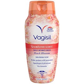 Vagisil Scentsitive Scents Plus Daily Feminine Intimate Vaginal Wash, Peach Blossom, 12 Fluid Ounce