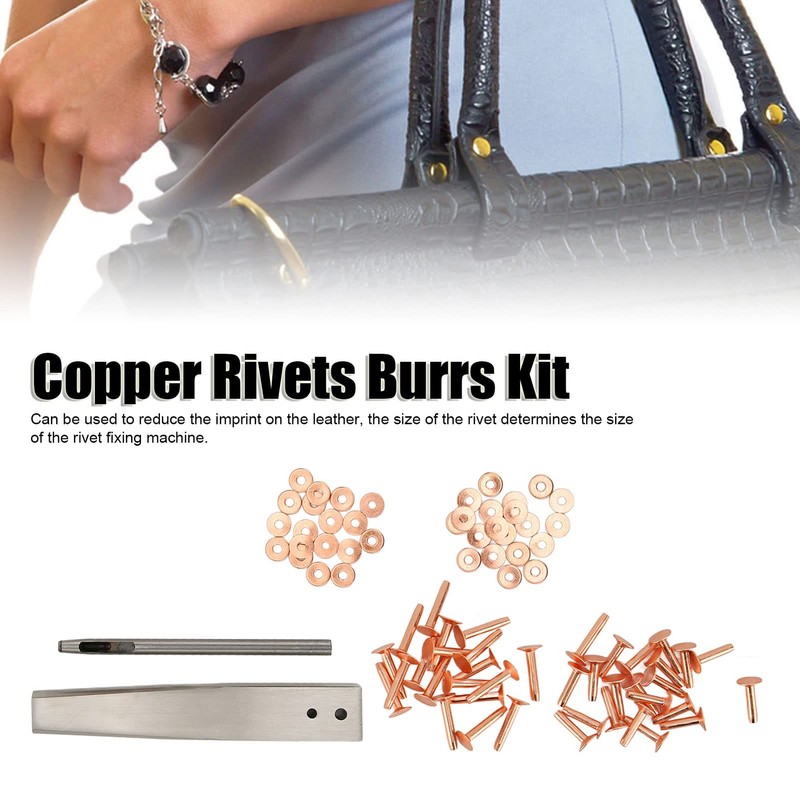 Copper Rivets Set, Leather Copper Rivets Round Head and Geate