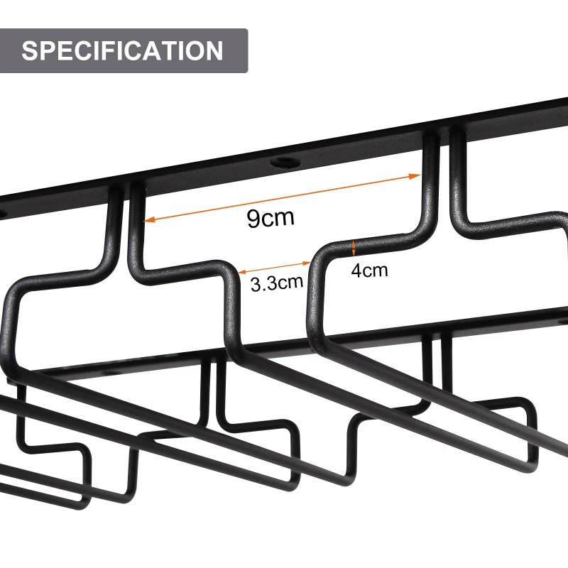 Uten 4 Rows Wine Glass Racks Under Cabinet Wall Mounted
