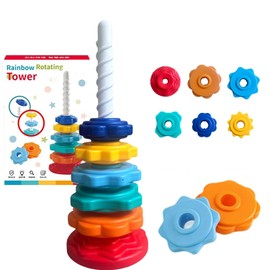 Spinning Toy – Premium Stacking Toy for Kids - One Year Old Stacking Toys – Strong ABS Plastic – Rainbow Spinning Wheel – Fun and Engaging Brain Development Toys for Kids