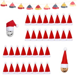 RYAN Pack of 32 Mini Christmas Hats Small Santa Hats Mini Red Santa Claus Hat Santa Claus Cutlery Bag Christmas for Eggs Candy Bottles