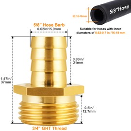 SIGURANTA 5/8" male hose fittings | Brass GHT Male Threaded Connector | Outdoor Water Hose Fitting for Sprinkler Gun Connection | Garden Hose End Adapter (5/8" MHT Barb Fitting 4PCS)