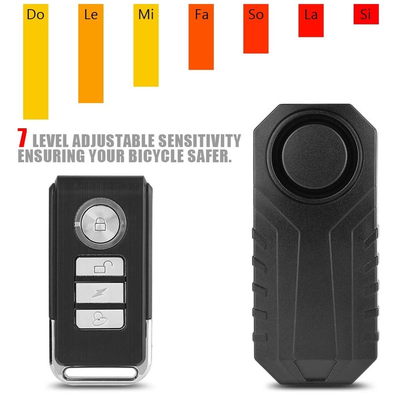 Wireless Bicycle Alarm Lock, Anti-Theft Burglar Wireless Alarm with Remote