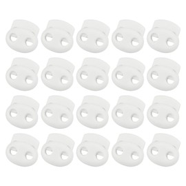 uxcell Plastic Spring Cord Locks, 20Pcs Shoe Lace Tie Lock, Double-hole Slider Toggles Clip End Stopper Fastener for Drawstrings Paracord (White)