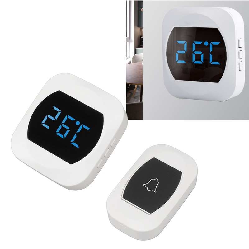 Wireless Doorbell Temperature Digital Display 4 Level Volume Adjustment Waterproof