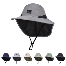 ZOORON Kids Sun Hat with Neck Flap UPF 50+ UV Protection Wide Brim Breathable Fishing Safari Beach Summer Hat for Boys Grils Darkgrey