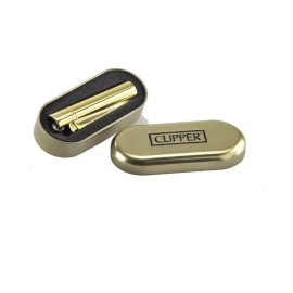 Clipper Shiny Gold full Metal lighter Refillable+clipper box+raw three tree case