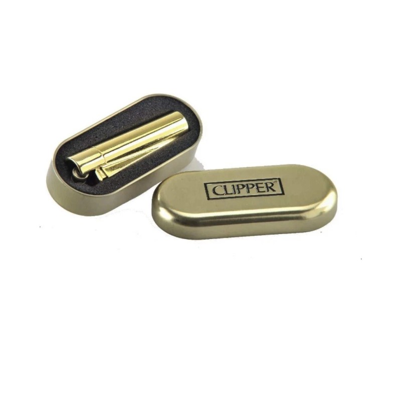 Clipper Shiny Gold full Metal lighter Refillable+clipper box+raw three tree