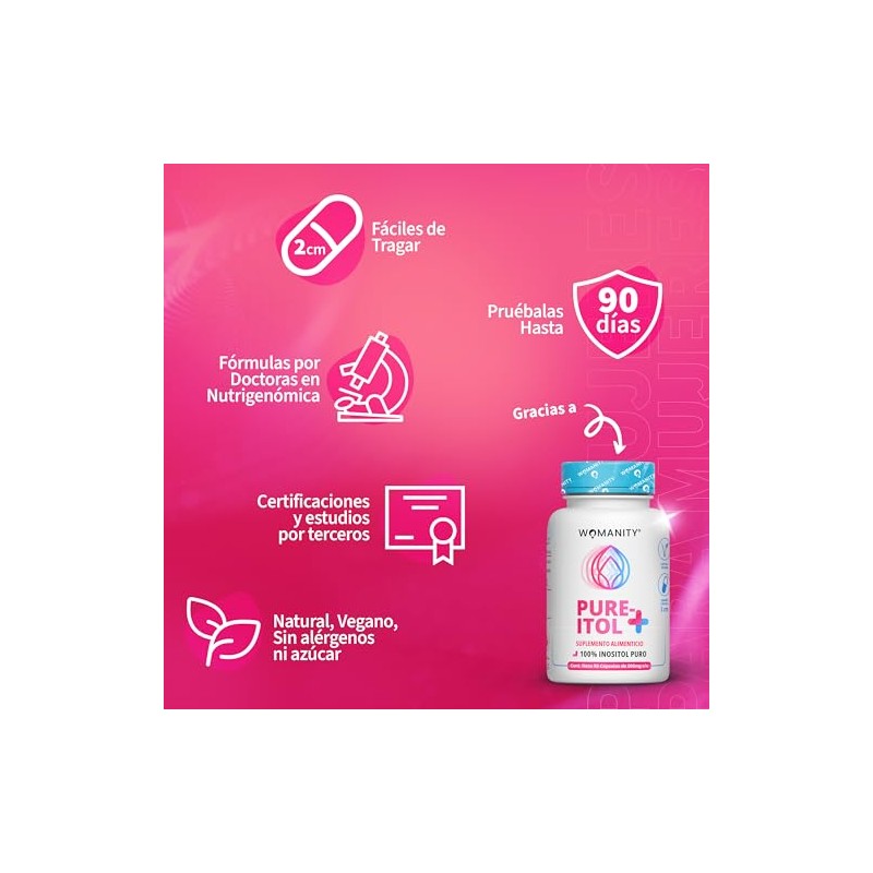 Inositol Cápsulas 500mg Ingredientes Naturales Myo Puro Suplemento Rellenos Alérgenos