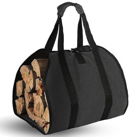 OAKRAFT Firewood Bag Log Carrier Camping Firewood Case Firewood Tote Log Bag Thick Sturdy Lightweight Portable with Handle Outdoor, Black, Log Carry