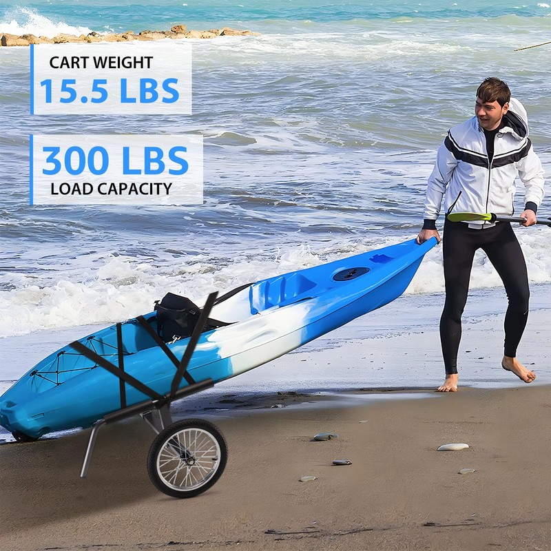 Morohope Kayak Beach Cart, Width Adjustable 5.5"-29.5" Universal Canoe Dolly