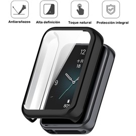 QWYJ Funda for Honor Band 9 Case Protector de Pantalla, Marco Resistente Rasguños Suave Ligero Shockproof (2 Unidades) (Negro+Transparente)
