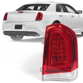 Huray Full LED Tail Light Fit for Chrysler 300/300C 2015-2023 Sedan 4Dr, RH Taillight OE Style Tail lamp Rear Brake Lamp Replacement for CH2801213 Passenger Side (Right Chrome Bezel)