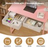 Pinmoco Small Desk with 2 Fabric Storage Drawers, Vanity Desk